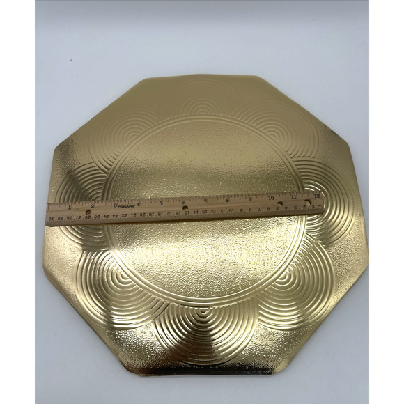Gold Deco Placemats With Matching Coasters Vintage 1980's Set For 7 - Picture 3 of 5